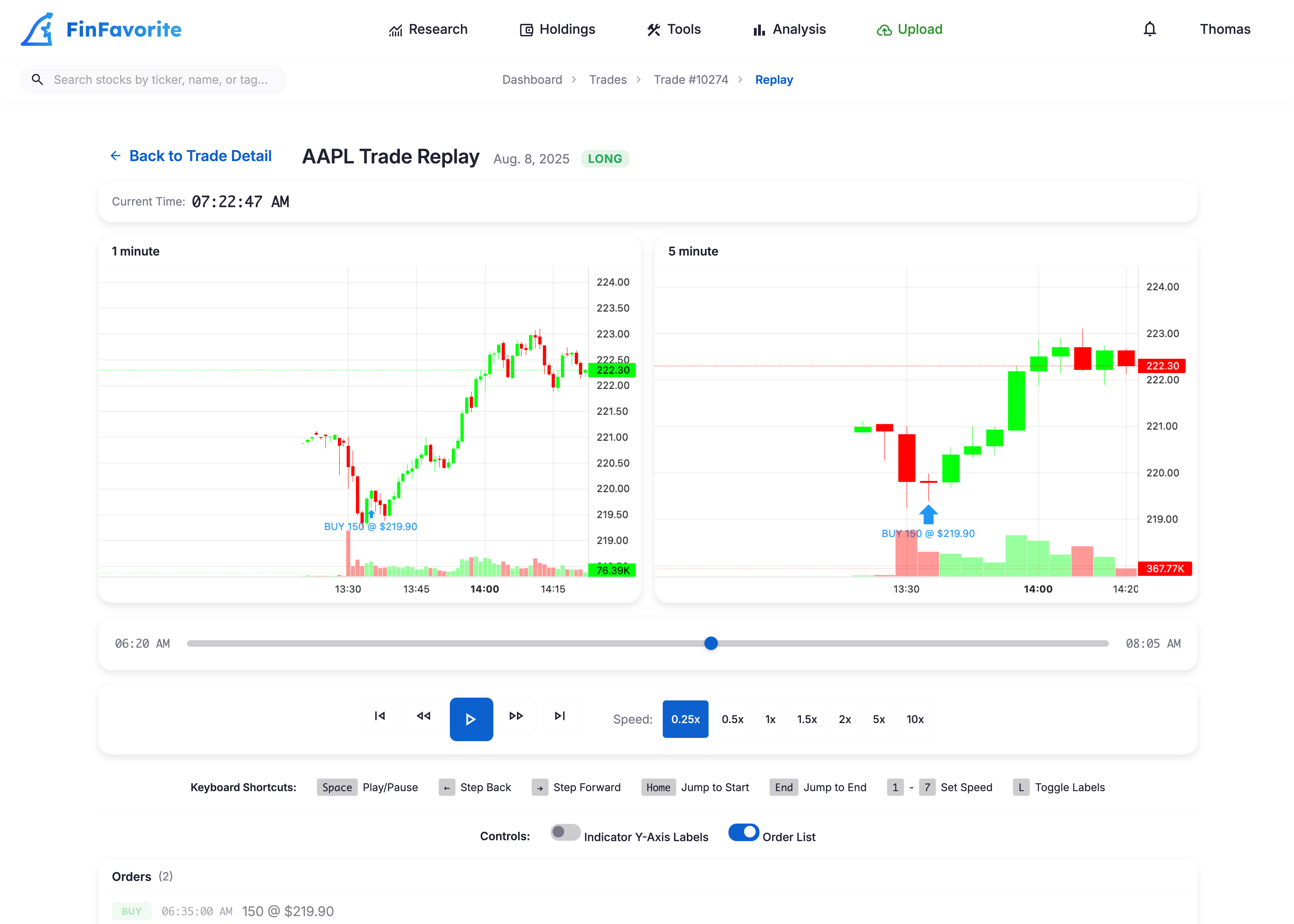Replay interface preview